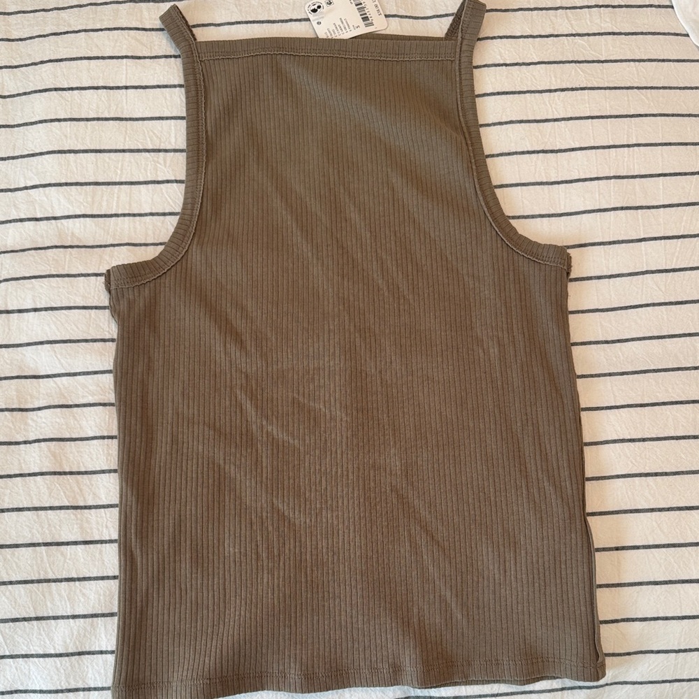 We The Free Khaki Ribbed Tank Top